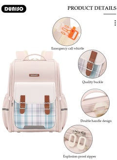 DUNISO Oxford Cloth Small Kids Backpack for Girls,Cute Simple British Style Primary School Backpack,Lightweight Waterproof Large Capacity Breathable School Book Bag with Adujustable Strap and Bottle Side Pockets for 6-8 Years Old,Suitable for Travel Outing And School  - Image 2
