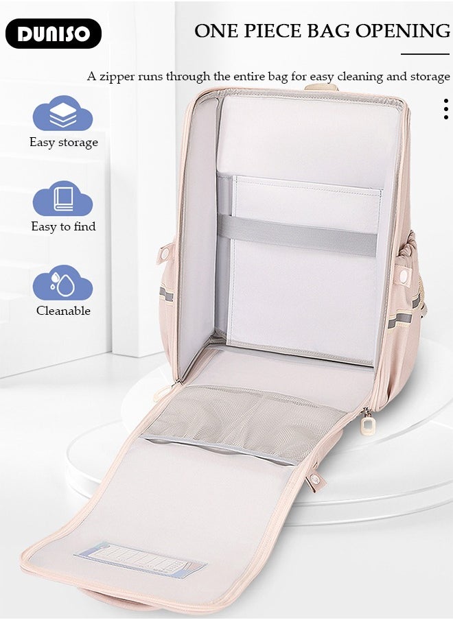 DUNISO - Oxford Cloth Small Kids Backpack for Girls,Cute Simple British Style Primary School Backpack,Lightweight Waterproof Large Capacity Breathable School Book Bag with Adujustable Strap and Bottle Side Pockets for 6-8 Years Old,Suitable for Travel Outing And School - Image 1
