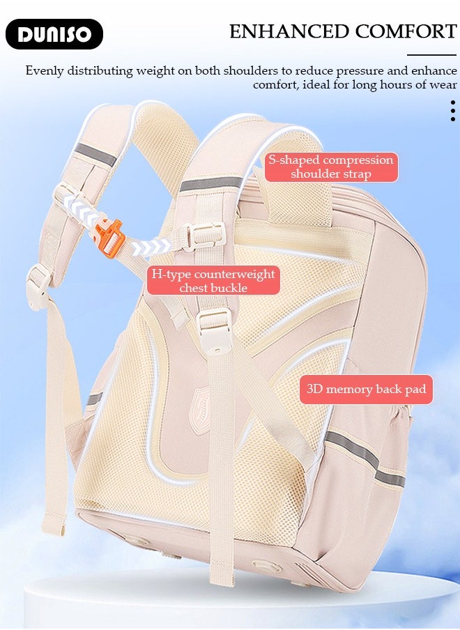 DUNISO - Oxford Cloth Small Kids Backpack for Girls,Cute Simple British Style Primary School Backpack,Lightweight Waterproof Large Capacity Breathable School Book Bag with Adujustable Strap and Bottle Side Pockets for 6-8 Years Old,Suitable for Travel Outing And School - Image 1