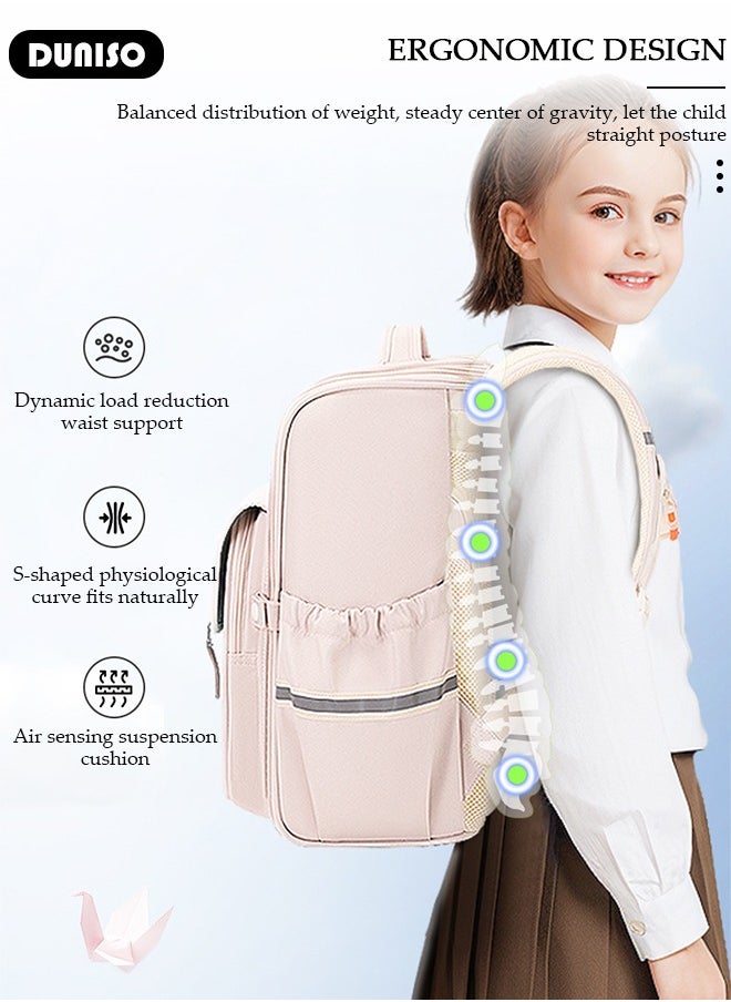 DUNISO - Oxford Cloth Small Kids Backpack for Girls,Cute Simple British Style Primary School Backpack,Lightweight Waterproof Large Capacity Breathable School Book Bag with Adujustable Strap and Bottle Side Pockets for 6-8 Years Old,Suitable for Travel Outing And School - Image 1