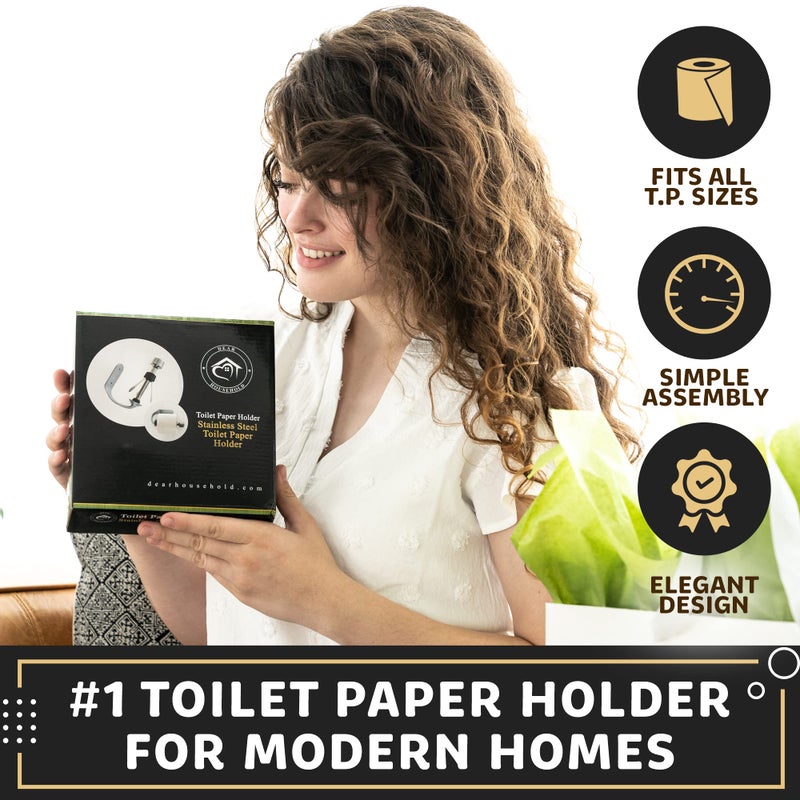 Dear Household تصميم حمام ورق تواليت الحمام - حامل أنسجة مرحاض من الفولاذ المقاوم للصدأ مع عملية بسيطة واحدة من السليم - من السهل تثبيت أفقيا أو رأسياً - الأجهزة المشمولة - 5 بوصات - Image 2