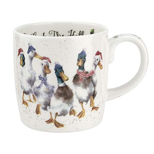 Royal Worcester 14 Oz Duck The Halls Christmas Mug with Duck Design - Fine Bone China Winter Holiday Coffee Mug, Microwave & Dishwasher Safe, Wrendale Designs Festive Holiday Tableware - Image 4