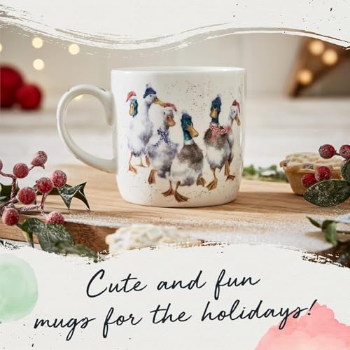 Royal Worcester 14 Oz Duck The Halls Christmas Mug with Duck Design - Fine Bone China Winter Holiday Coffee Mug, Microwave & Dishwasher Safe, Wrendale Designs Festive Holiday Tableware - Image 2