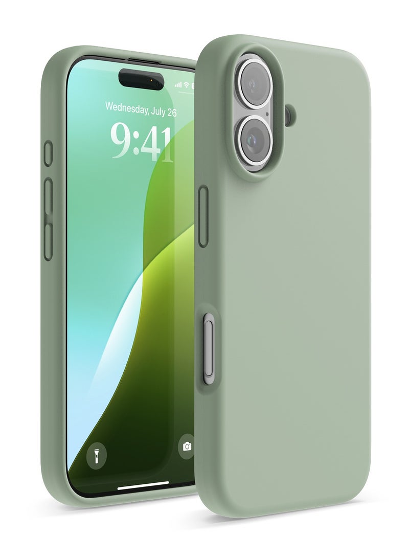 Elago Liquid Silicone for iPhone 16 Case Cover Full Body Protection, Shockproof, Slim, Anti-Scratch Soft Microfiber Lining - Khaki Green - Image 1