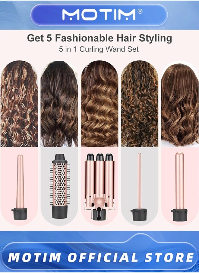 Motim Curling Iron Set, 5-in-1 Curling Iron with Curling Brush and 4 Interchangeable Ceramic Curling Irons  - Image 3
