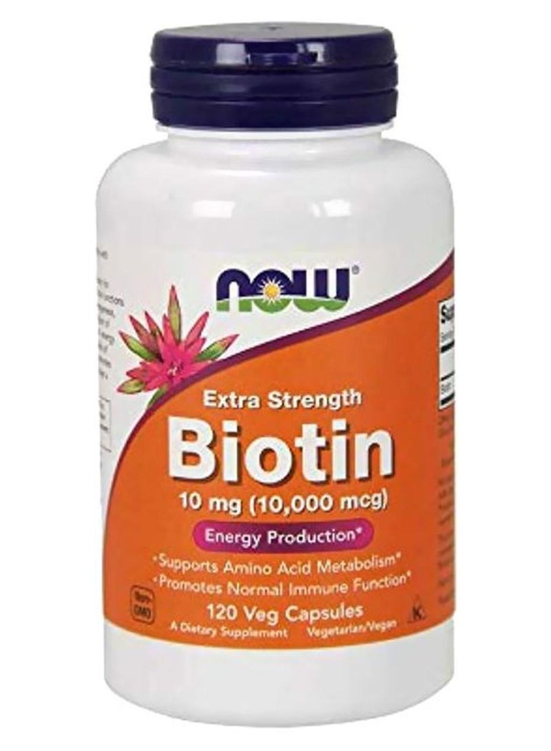 Now Foods Extra Strength Biotin Energy Production - 120 Capsules - Image 1