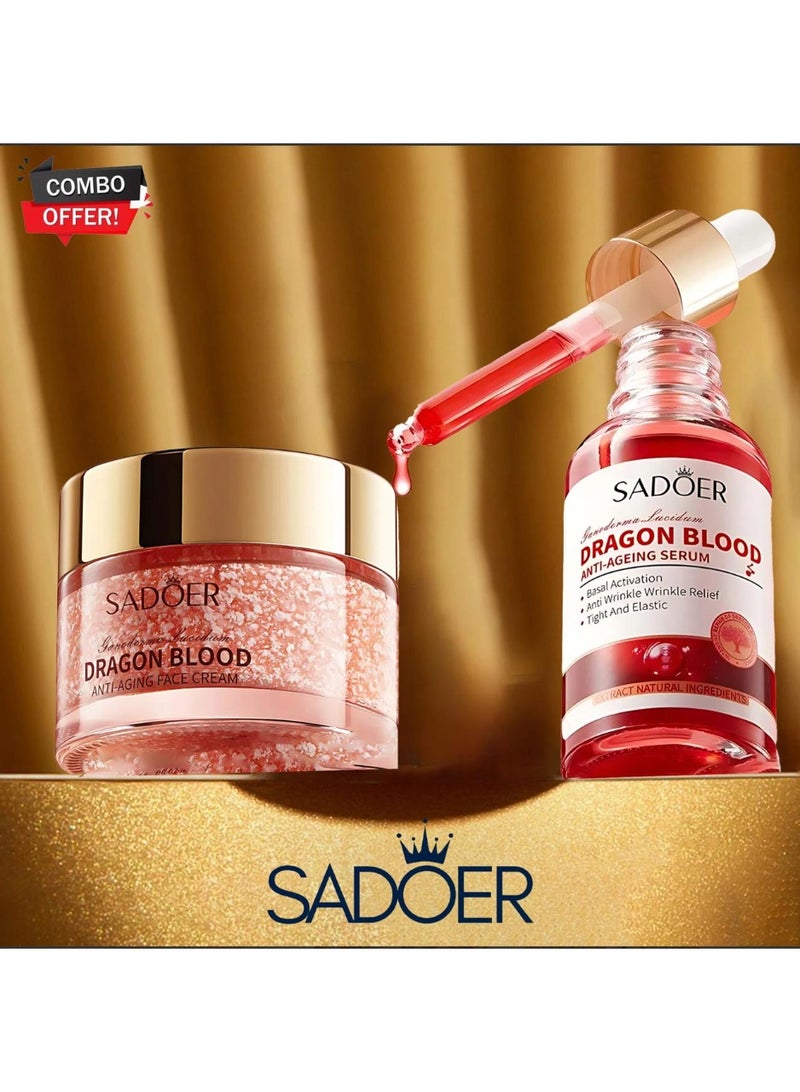 SADOER Dragon Blood 2 in 1 Combo Face Cream and Serum Moisturizing Anti Aging Brightening Repairing Skin Care - Image 4