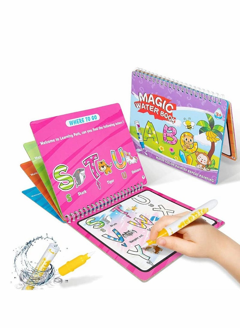 SYOSI Magic Water Coloring Doodle Book, Bring Two Pens, Reusable On The Go Activity, All Fun and No Mess, Toy Picture Book Graffiti Book Water Picture Book (2 Pack, Digital + Transportation) - Image 1