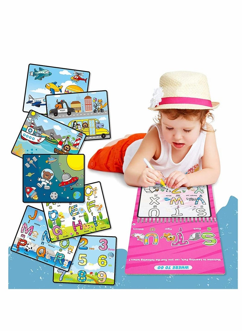 SYOSI Magic Water Coloring Doodle Book, Bring Two Pens, Reusable On The Go Activity, All Fun and No Mess, Toy Picture Book Graffiti Book Water Picture Book (2 Pack, Digital + Transportation) - Image 5