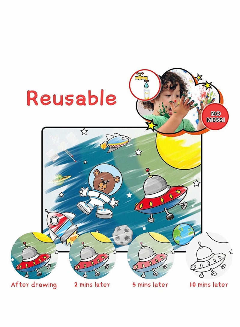 SYOSI Magic Water Coloring Doodle Book, Bring Two Pens, Reusable On The Go Activity, All Fun and No Mess, Toy Picture Book Graffiti Book Water Picture Book (2 Pack, Digital + Transportation) - Image 2