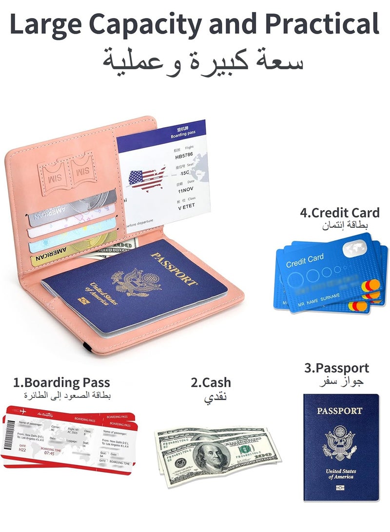 2 Pack Passport Holder for Travel Essentials, Passport Wallet Cover Case for Travel Must Haves Accessories,Passport Book Holders for Women and Men Pink  - Image 2