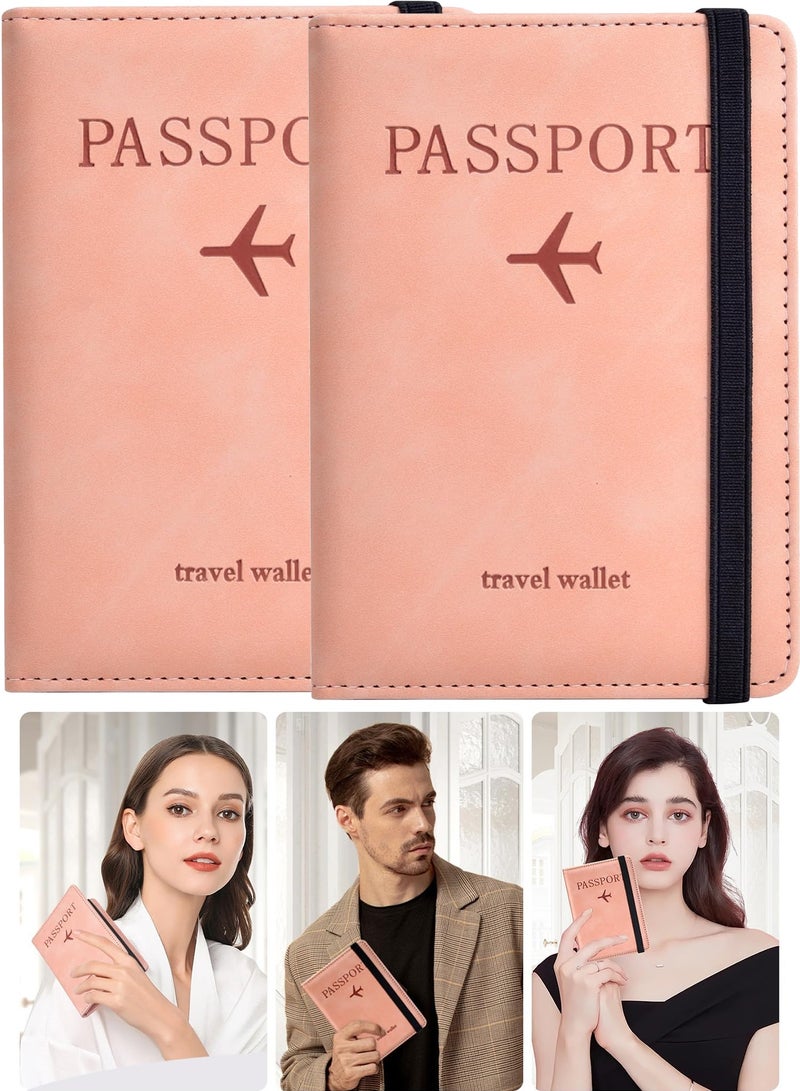 2 Pack Passport Holder for Travel Essentials, Passport Wallet Cover Case for Travel Must Haves Accessories,Passport Book Holders for Women and Men Pink  - Image 1