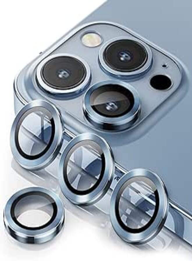 WSKEN [3+1] for iPhone 13 Pro Max (6.7 inch)/ iPhone 13 Pro (6.1 inch) Camera Lens Protector,Anti Scrach HD Tempered Glass Camera Screen Protector Shockproof Cover Film,Sierra Blue