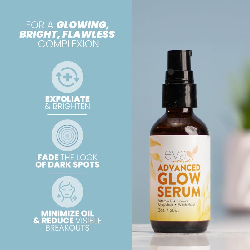 Eva Naturals Revitalizing Glow Serum - Dark Spot Reduction with Licorice Root, Witch Hazel, & Aloe - Enhances Natural Glow, Evens Skin Tone - Lightweight Hydrating Formula (2oz) - Image 2