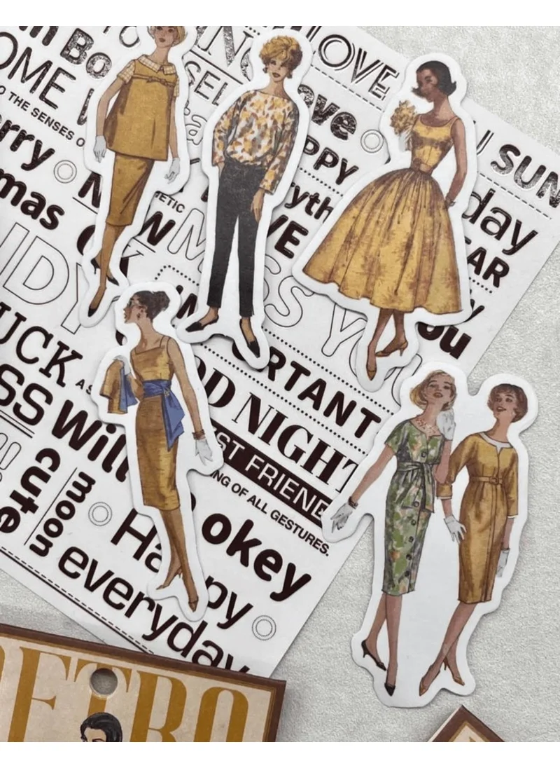Kağıt Gemi Dükkan Paper Ship Shop Retro Clothing Fashion 40Pcs Yellow Package Sticker Decal bullet Journal scrapbook Vintage