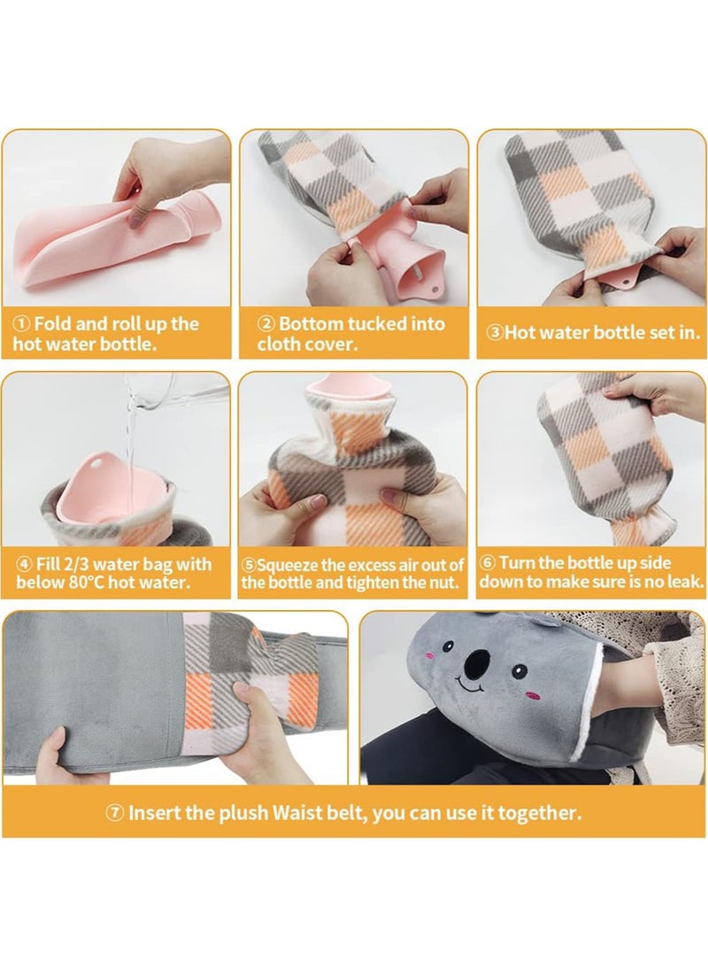 Hot Water Bag Hot Water Bottle Rubber Warm Water Bag Pouch with Soft Waist Cover for Neck and Shoulder Back Hand Legs Waist Warm - Image 4