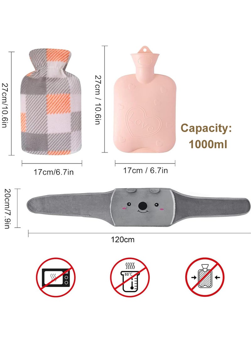 Hot Water Bag Hot Water Bottle Rubber Warm Water Bag Pouch with Soft Waist Cover for Neck and Shoulder Back Hand Legs Waist Warm - Image 3
