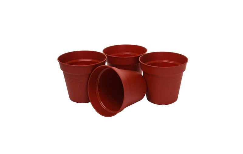 Mintra Round Flower Pot Planters Large - Pack of 4 with bottom tray - Plastic | Color - Brown | Size - 19x19x17cm | Asthetically Decorate Your Terrace, Garden or Patio. Ideal for outdoor or indoors - Image 4