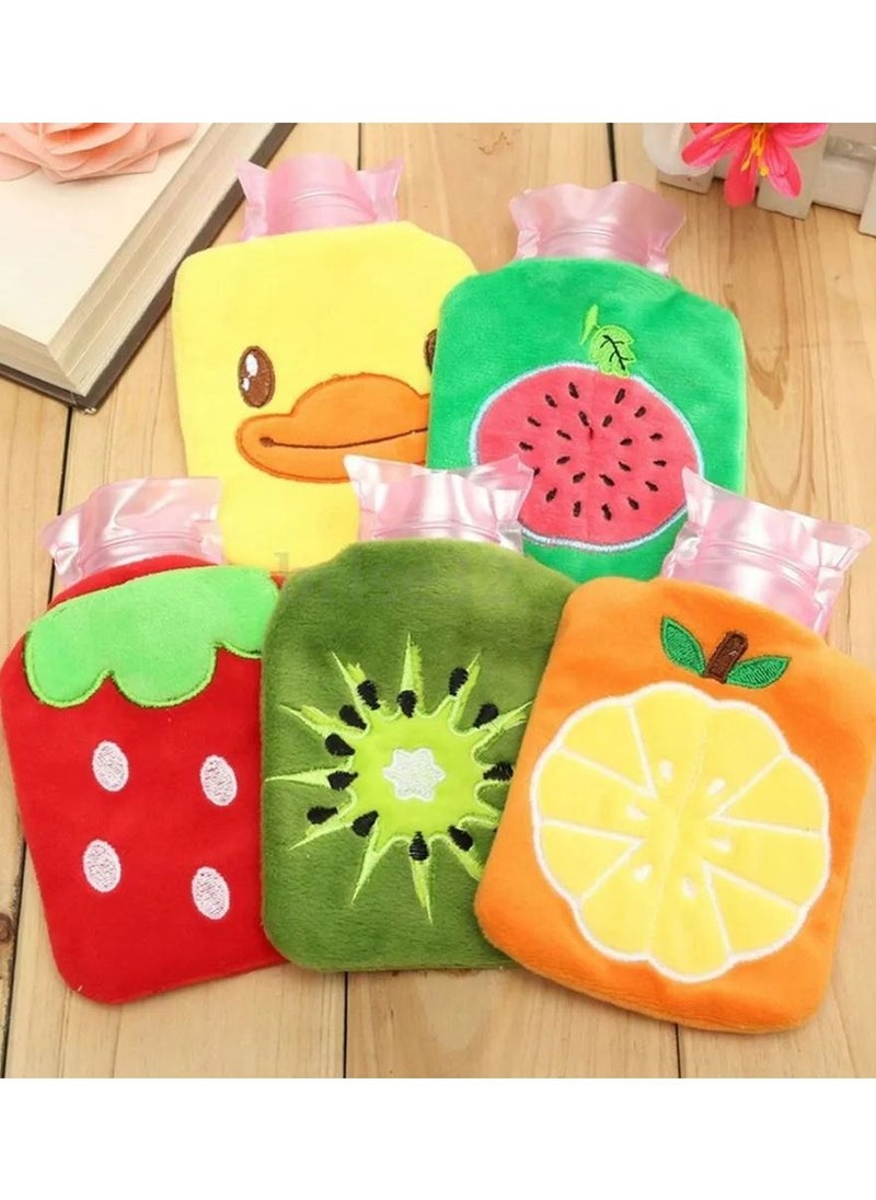 Generic - 2 pcs of a water bottle in a velvet bag with cartoon shapes that children love to use as a hot bag or a sealed cold compress - Image 1