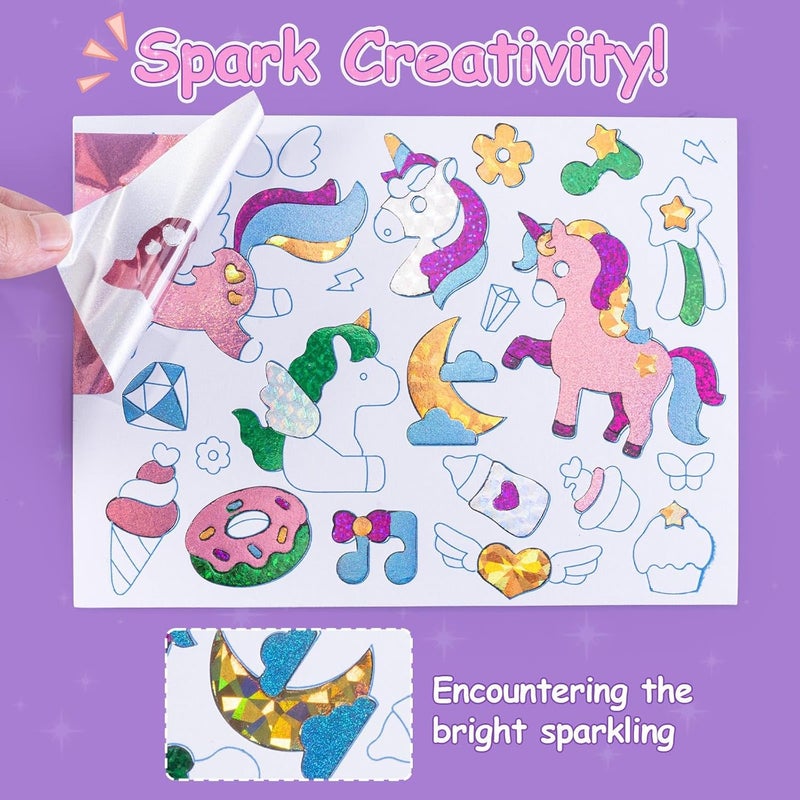 PLUSPOINT Foil Art Kit for Kids Unicorns & Princesses Arts and Crafts, No Mess Art for Kids, Fun Craft Kits & Supplies, DIY Creative Activities, Travel Toys Gifts for Girls & Boys Ages 3+ - Image 5