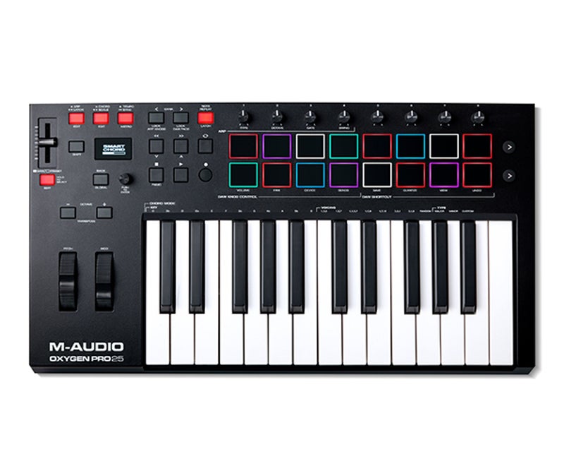 إم أوديو جهاز تحكم MIDI M-Audio Oxygen Pro 25، مولّد الأوتار الذكي، مولّد الأرْبِجياتور، شاشة OLED، منفذ MIDI خارجي - Image 5
