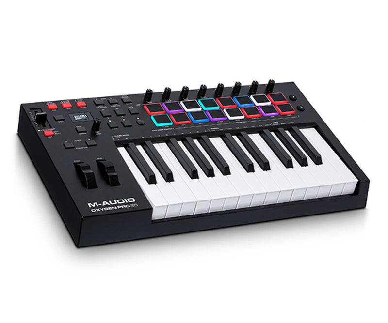 إم أوديو جهاز تحكم MIDI M-Audio Oxygen Pro 25، مولّد الأوتار الذكي، مولّد الأرْبِجياتور، شاشة OLED، منفذ MIDI خارجي - Image 4