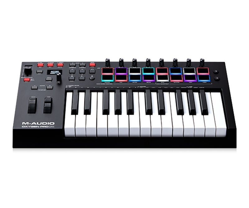 إم أوديو جهاز تحكم MIDI M-Audio Oxygen Pro 25، مولّد الأوتار الذكي، مولّد الأرْبِجياتور، شاشة OLED، منفذ MIDI خارجي - Image 2