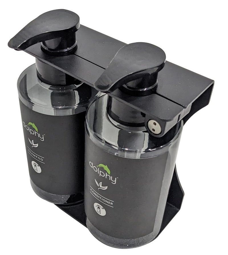 DOLPHY Dolphy Wall Mount & Table Top Liquid Soap Dispenser | for Hand Wash,Shampoo, Conditioner & Shower Gel for Bathroom/Basin/Kitchen Sink - 300ml (Set of 2)  - Image 3
