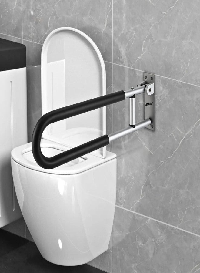 Simon's Simon’s FoamGrips Heavy-Duty Aluminum Folding Grab bar for Elderly in Toilet | Wall Mounted Anti-Slip Hand Railing, Flip up Safety Handle in Bathroom | 60 cm - Pack of 1 - Image 1