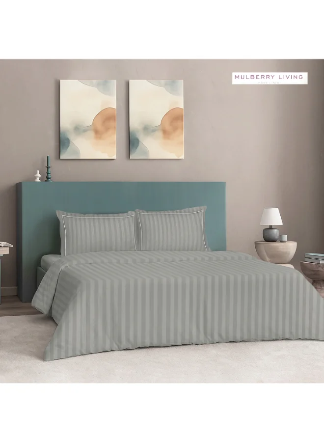 مالبيري ليفينج غطاء لحاف مقاس كوين  ×  سم قطن %  خيط رمادي فضي بخطوط إليزيان