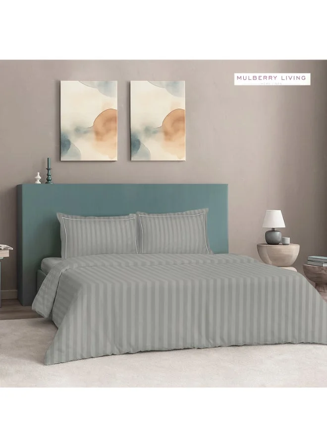 مالبيري ليفينج غطاء لحاف مقاس كوين  ×  سم قطن %  خيط رمادي فضي بخطوط إليزيان