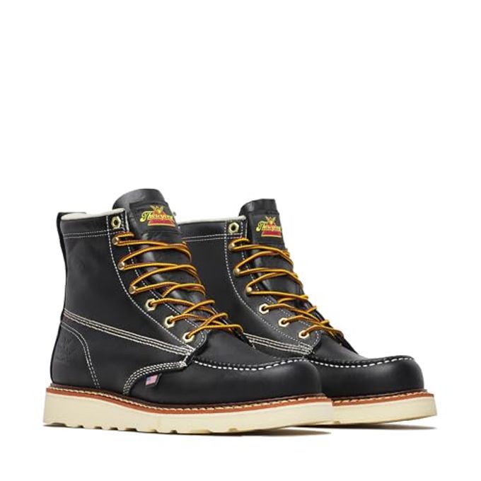 Thorogood American Heritage 6 Moc Toe Work Boots For Men Soft Toe, Premium Full-Grain Leather With Slip-Resistant Wedge Outsole And Comfort Insole; Eh Rated, Black 13 D - Image 4