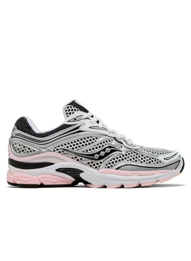 Saucony ProGrid Omni 9 Women's Running Shoes - Breathable Mesh Athletic Sneakers, Premium Cushioning Stability Sports Shoes, Lightweight Walking Jogging Training Gym Performance Footwear, White Pink Silver - Image 1