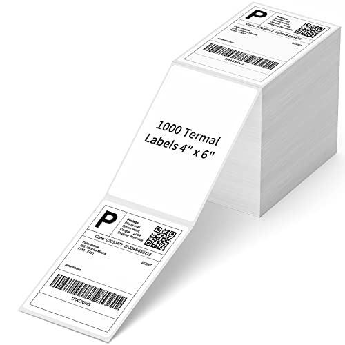 NefLaca 4" x 6" Fanfold Direct Thermal Labels, 1000 Per Stack, White Perforated Shipping Labels Compatible with Zebra, Elton Printers(1 Stack) - Image 1
