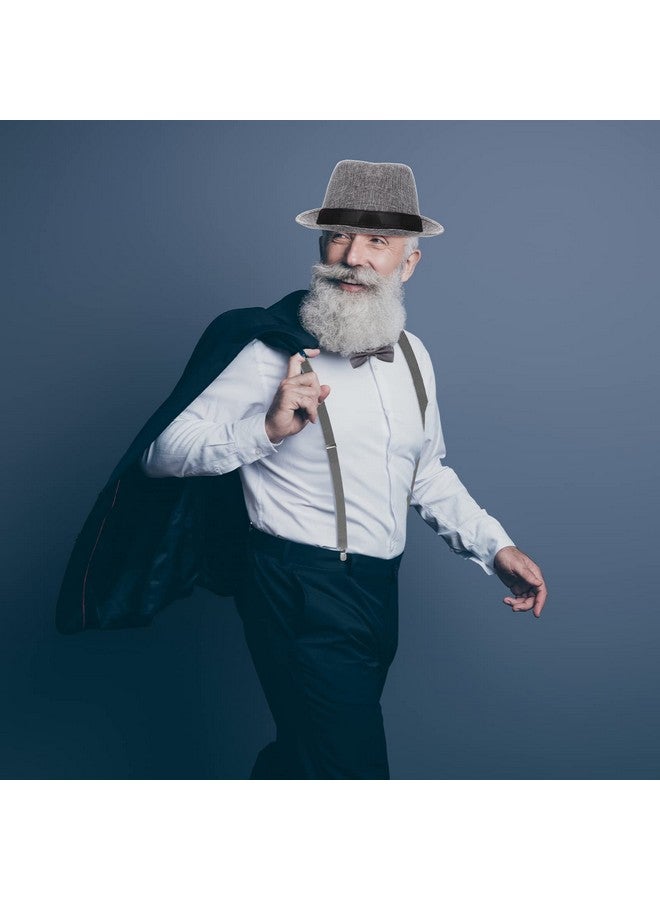 ساتينور زي رجالي من طراز SATINIOR من عشرينيات القرن العشرين مع سترة وقبعة وساعة جيب وحمالات (كبير، رمادي) - Image 4