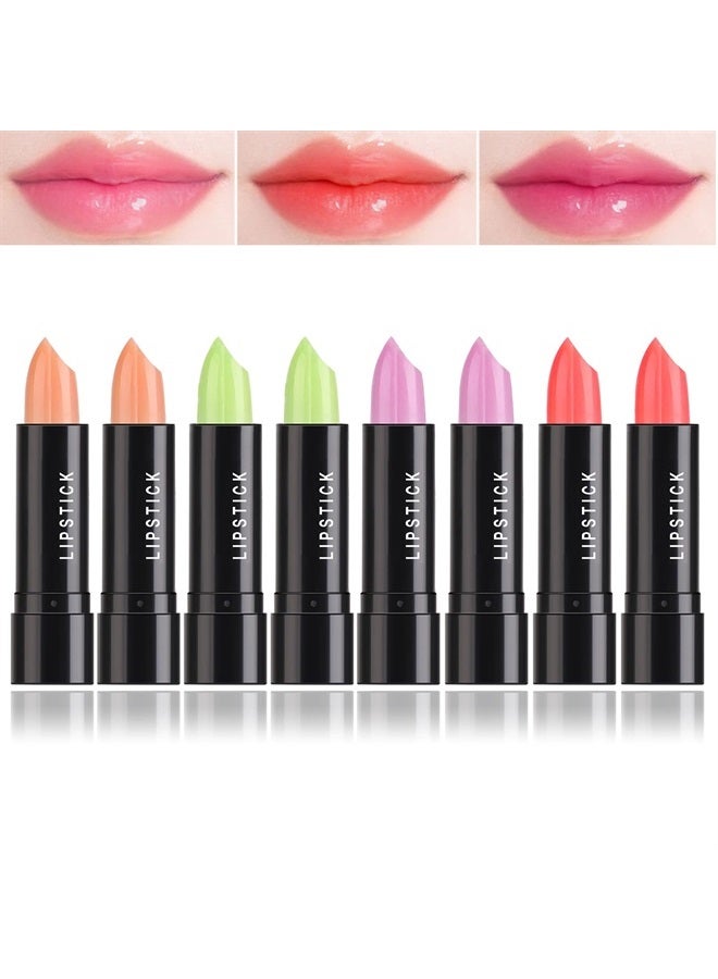 Fusang 8 عبوة من أحمر الشفاه الجل الكريستالي المتغير اللون بلسم الشفاه الملون، مجموعة أحمر الشفاه السحري المتغير اللون حسب درجة الحرارة، مرطب الشفاه المقاوم للماء طويل الأمد - Image 1