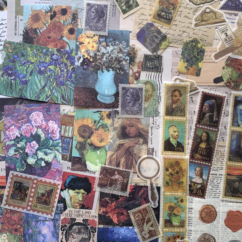 SIGUJAYGE TIYPKE 200pcs Artistic Stickers for Journaling Supplies - Aesthetic Stickers for Journaling Supplies Vintage Paper for Scrapbooking Planners Notebook DIY Craft Kits Postage Stamp Stickers Journal - Image 3