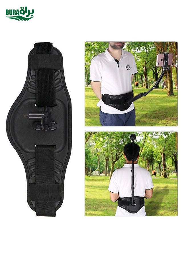 BURAQ - Waist Belt Mount Strap with Adapter & Screw for GoPro, Insta360, DJI and Other Action Cameras(Black) - Image 1