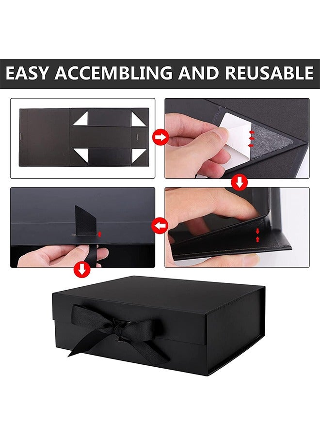 Luxury Magnetic Gift Box, Black Large Gift Box with Ribbon,Folding Gift Boxes for Presents With Lid, Suitable for Festival, Birthday, Anniversary, 31x22x10cm - Image 5