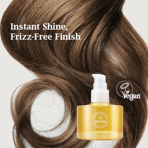 BRITISH M Annatto Hair Oil 2.36 fl. oz – Frizz-Free Shine, Deep Hydration, Natural Vegan Formula, UV Protection, Salon-Quality for All Hair Types - Image 4