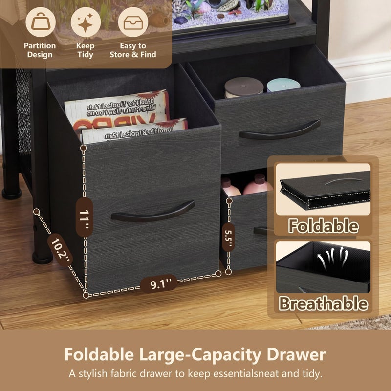 Heybly 10-20 Gallon Fish Tank Stand, Aquarium Stand with Drawer, Power Outlet, Heavy Duty Metal Frame, for Fish Tank, Turtle & Reptile Terrarium, 24.4" Ã— 12.6" Top, 200lbs, Rustic Brown HAS003SSR - Image 3