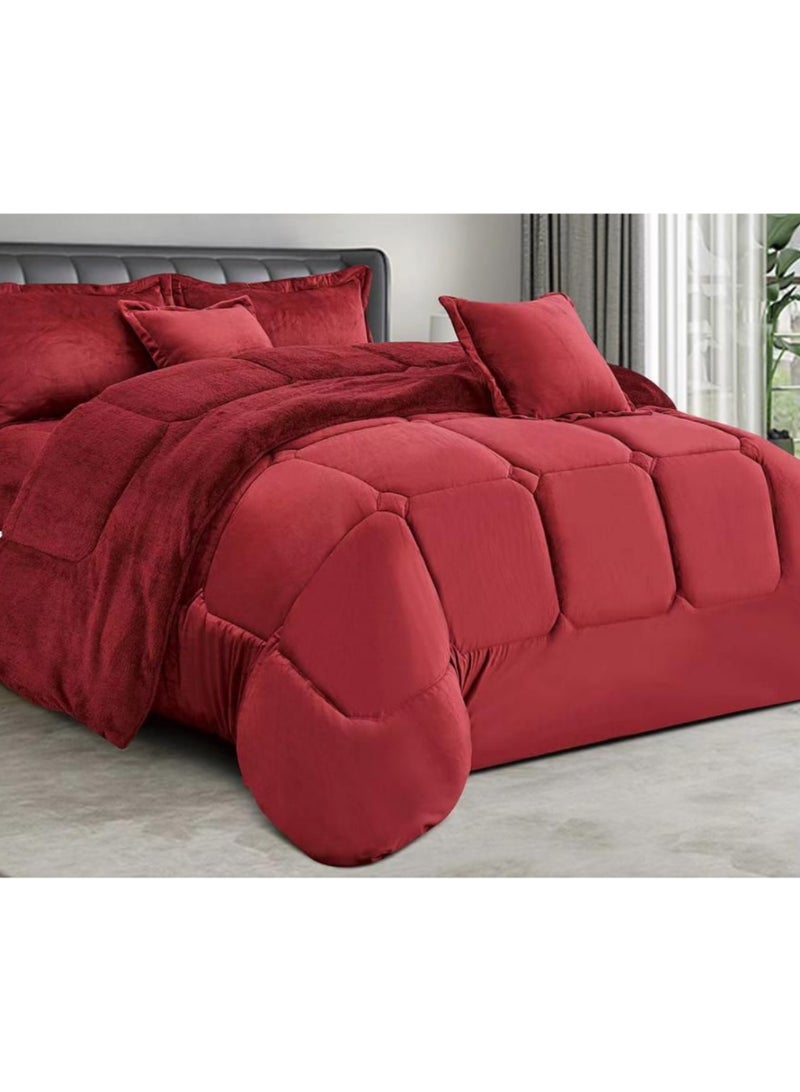 MingLi Single Winter Comforter, two-sided system, velvet side and fur side - 4-piece Comforter set (1 Comforter + 1 elastic mattress protector + 2 decorative pillowcases). Comforter size: 230x170 cm and mattress protector size: 200x120+40 cm - Image 3