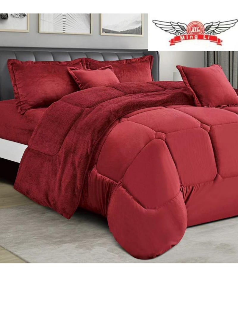 MingLi Single Winter Comforter, two-sided system, velvet side and fur side - 4-piece Comforter set (1 Comforter + 1 elastic mattress protector + 2 decorative pillowcases). Comforter size: 230x170 cm and mattress protector size: 200x120+40 cm - Image 2
