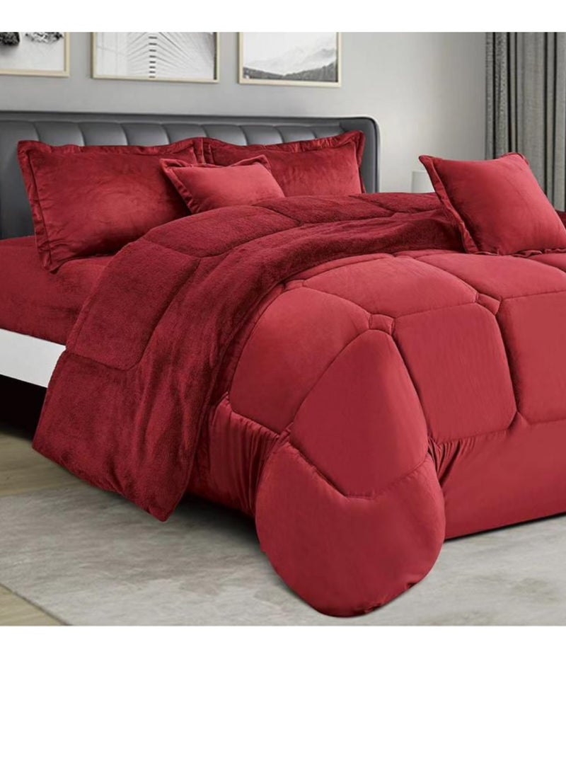 MingLi Single Winter Comforter, two-sided system, velvet side and fur side - 4-piece Comforter set (1 Comforter + 1 elastic mattress protector + 2 decorative pillowcases). Comforter size: 230x170 cm and mattress protector size: 200x120+40 cm - Image 5