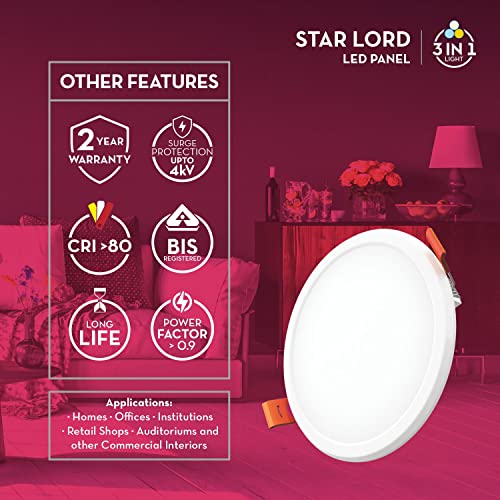 Crompton Star Lord 3IN1 | Recessed Downlighter | 5W | Round | 3IN1 Mood Lighting | Multi-colour | Pack of 4 | False Ceiling mounted | BIS Safe Wire - Image 3