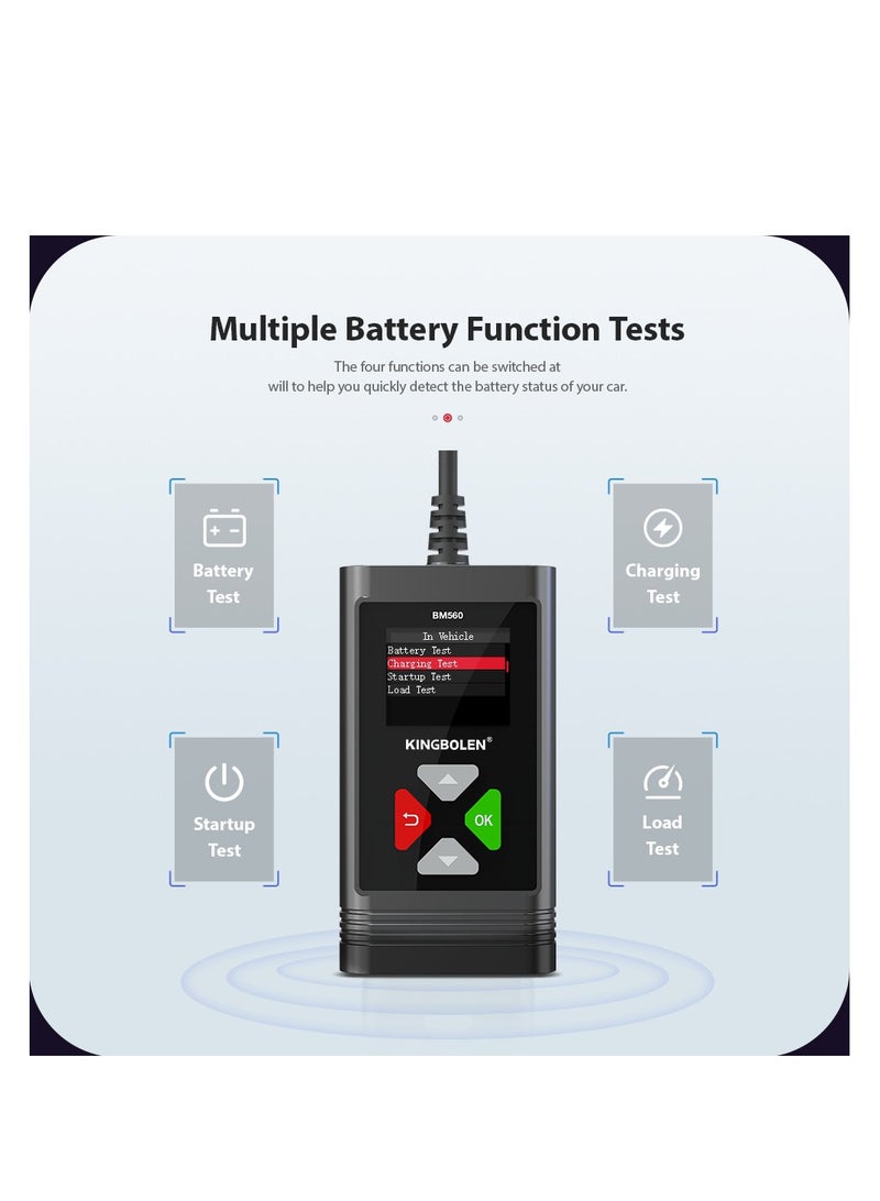 Generic Car Battery Tester, 6V 12V Battery Load Tester, BM560 100-2000 CCA Auto Battery Tester Automotive Alternator Digital Battery Analyzer Charging for Car Truck Marine Motorcycle SUV Boat  - Image 2