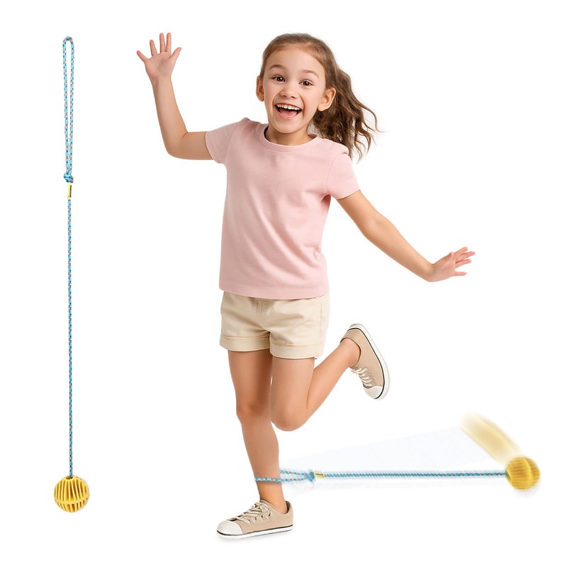 Just Jump It Original Retro Ankle Skipper Skip Ball Jumping and Skipping Toy for Exercise and Agility for Ages 4 and Up Yellow - Image 2
