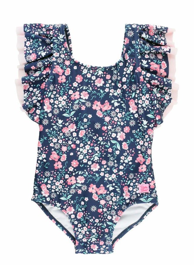 RuffleButts Girls Moonlit Meadow Butterfly Sleeve One Piece - 4T - Image 1