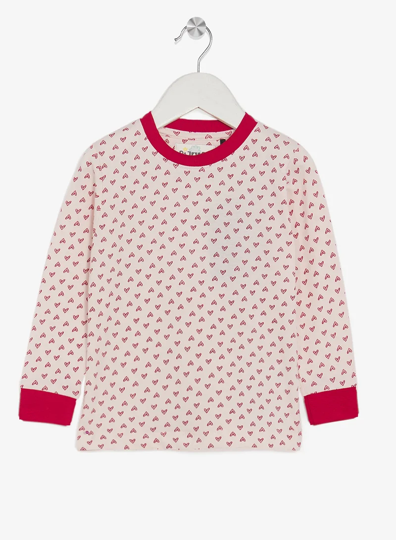 ريبلز مع نمشي طقم بيجامة وبنطلون بأكمام طويلة مطبوع للبنات