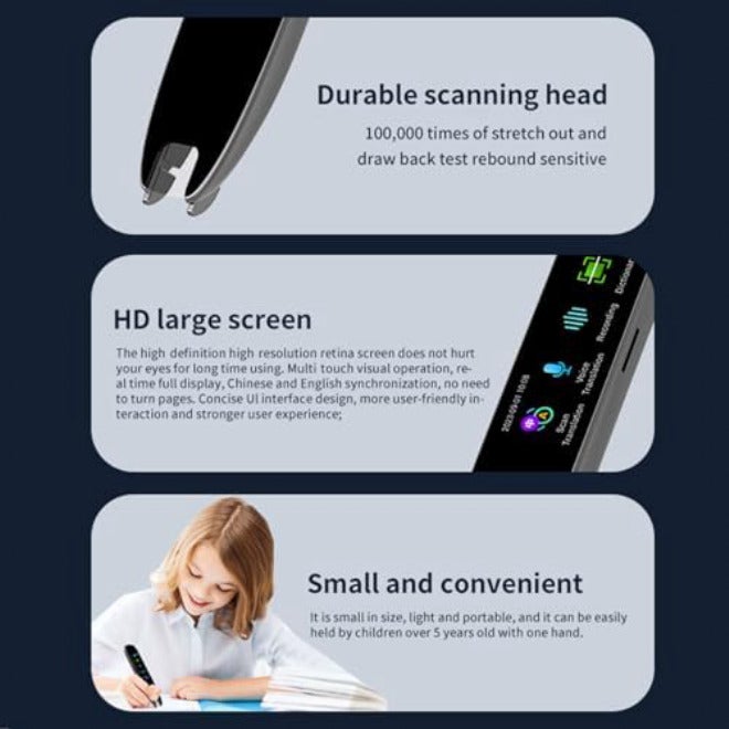Scanning Translation Pen,Reader Pen OCR Digital Translation Pen Scanner,Off Line HD Eye Friendly Touchscreen Portable Pen Reader for Textbooks Newspaper - Image 1